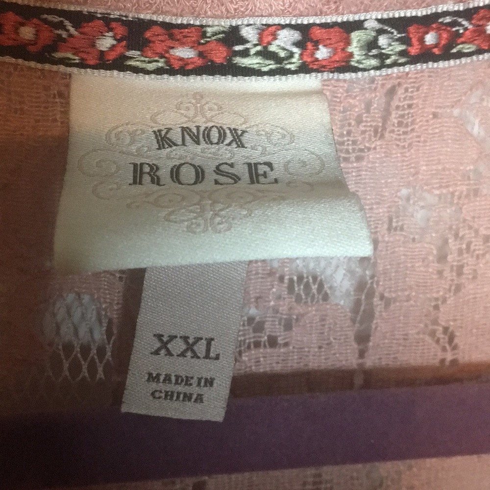 KNOX ROSE BOHO BUTTON FRONT TIE BOTTOM  SHIRT SIZE XXL - Picture 2 of 4